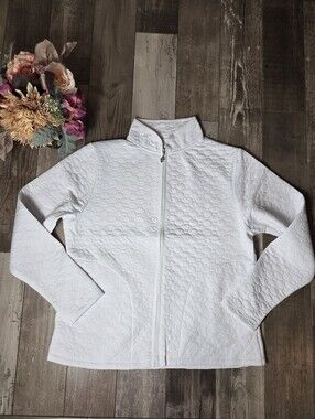 SDI Women’s White Textured Quilted Full-Zip Jacket Size Large NWOT